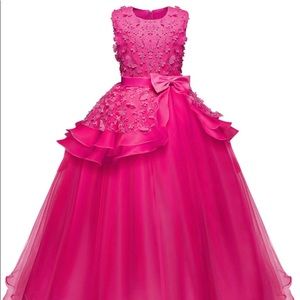 Girl Sleeveless Embroidery Princess Pageant Dresses Kids Prom Ball Gown